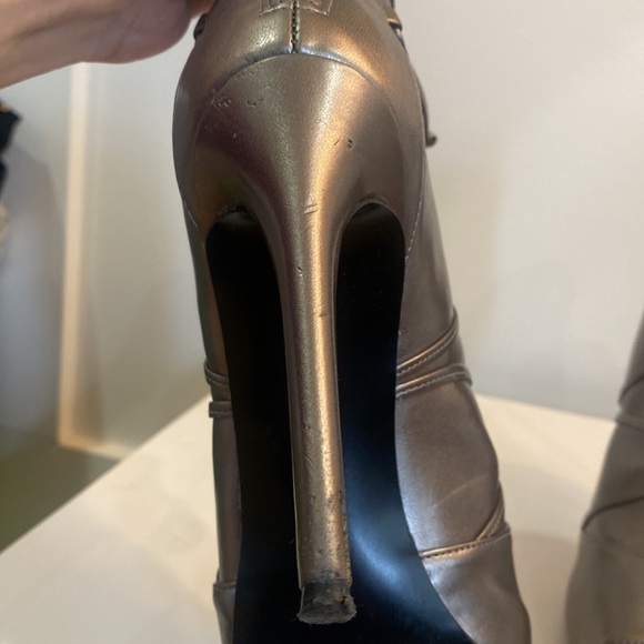 Guess Silver Metallic Peep Toe Tie Around Ankle Boot - Picture 12 of 17